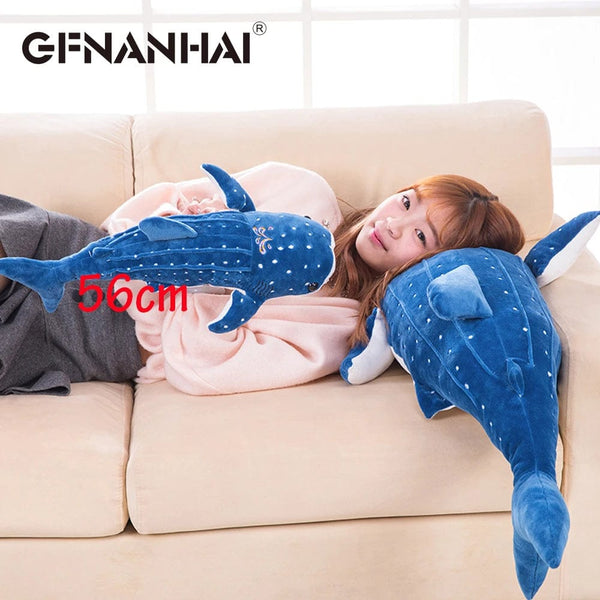 Planet Gates 1pc 56cm cartoon simulation blue shark plush toy stuffed soft creative animal whale dolls cushion for children birthday gif