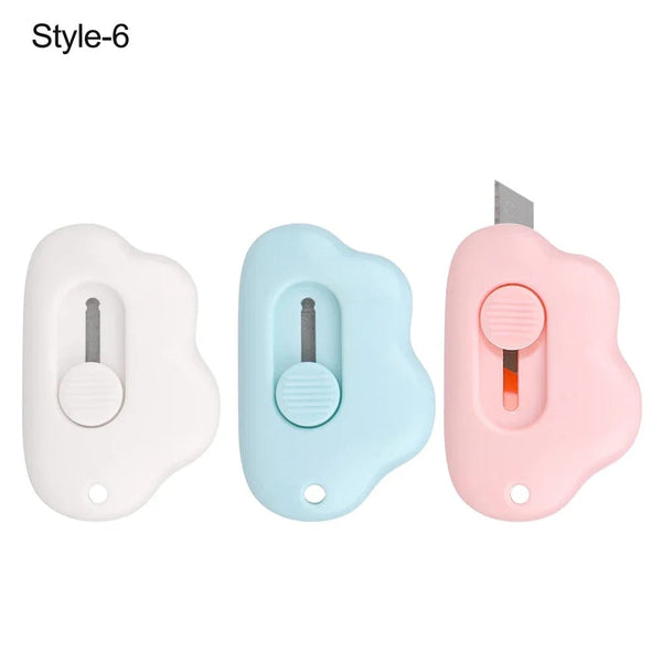 Planet Gates 1pc-6 1PC Mini Utility Knife Cute Retractable Letter Opener Box Cutter Portable Carton Opener Paper Cutting Tool Random Color