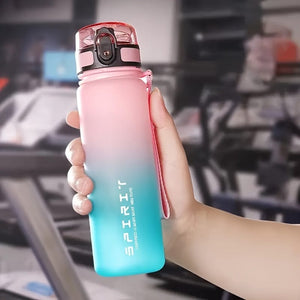 Planet Gates 1pc 650ml/1000ml Large Plastic Portable Water Bottle, Leakproof Gradient Water Cup For Outdoor Fitness Sports Camping Travel