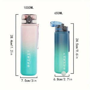 Planet Gates 1pc 650ml/1000ml Large Plastic Portable Water Bottle, Leakproof Gradient Water Cup For Outdoor Fitness Sports Camping Travel