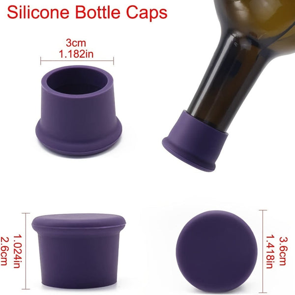 Planet Gates 1pc/6pcs, Reusable Silicone Wine Stoppers, Replace Cork, Seal Wine Bottles, Reusable Beer Bottle Caps, Wine Preservers, Easy To Clean, Non-Leak Wine Bottle Cap Keeper Seal Beer Drink Champagne Bottle Cap Bar Accessories