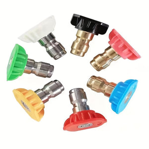 Planet Gates 1pc/7/8/9pcs, Pressure Rotating Turbo Nozzle 4.0 Gpm Quick Connector With 4500 Psi Pivoting Coupler With 7Pieces Spray Nozzle Tips Kit Multiple Degrees (0, 15, 25, 40, 65 Degrees, Rinse1, Soap2)