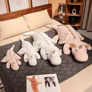 Planet Gates 1pc 70-150cm Giant White Dragon Plush Toy With Unicorn Horn Flying Wings Dragons Dinos Hug Throw Pillow Dinos Nap Sleeping Gift