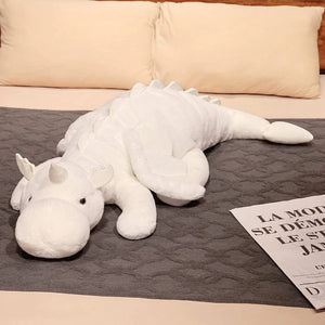 Planet Gates 1pc 70-150cm Giant White Dragon Plush Toy With Unicorn Horn Flying Wings Dragons Dinos Hug Throw Pillow Dinos Nap Sleeping Gift