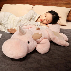 Planet Gates 1pc 70-150cm Giant White Dragon Plush Toy With Unicorn Horn Flying Wings Dragons Dinos Hug Throw Pillow Dinos Nap Sleeping Gift