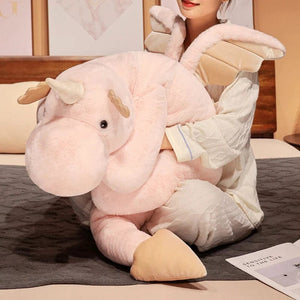 Planet Gates 1pc 70-150cm Giant White Dragon Plush Toy With Unicorn Horn Flying Wings Dragons Dinos Hug Throw Pillow Dinos Nap Sleeping Gift