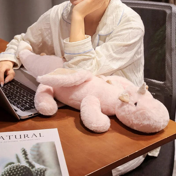 Planet Gates 1pc 70-150cm Giant White Dragon Plush Toy With Unicorn Horn Flying Wings Dragons Dinos Hug Throw Pillow Dinos Nap Sleeping Gift