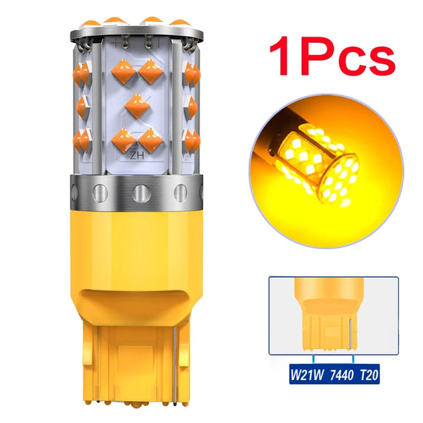 Planet Gates 1PC  7440  W21W / China 2Pcs WY21W LED Canbus No Error No Hyper Flash Turn Signal Lights Bulb 3030 SMD T20 7440 W21W 1156 ba15s LED Lamp 12V Orange