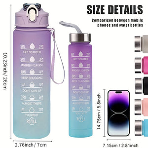 Planet Gates 1pc, 750ml Motivational Water Bottle With Straw & Time Marker, Daily Water Intake Bottle With Carrying Strap For Fitness, Gym, School, Yoga, Hiking, And Also Suitable For Drinking Water At Ordinary Times