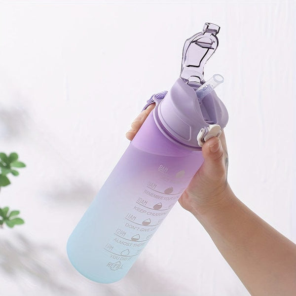 Planet Gates 1pc, 750ml Motivational Water Bottle With Straw & Time Marker, Daily Water Intake Bottle With Carrying Strap For Fitness, Gym, School, Yoga, Hiking, And Also Suitable For Drinking Water At Ordinary Times