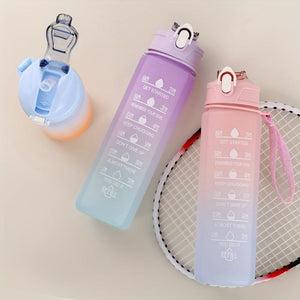Planet Gates 1pc, 750ml Motivational Water Bottle With Straw & Time Marker, Daily Water Intake Bottle With Carrying Strap For Fitness, Gym, School, Yoga, Hiking, And Also Suitable For Drinking Water At Ordinary Times