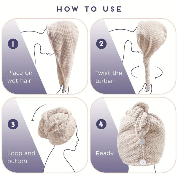 Planet Gates 1pc Absorbent Household Hair Drying Towel For All Hairstyles, Quick-drying Hair Turban - Perfect For Mom Wife Girlfriend