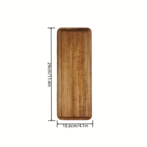 Planet Gates 1pc Acacia Wood Tray For Serving Food, Snacks, Drinks, Sushi, Steak, Pizza, Desserts, Cakes, And Bread, Breakfast Tray, Coffee Tray, Tea Tray, Rectangular Platters With Easy Carry Grooved Handle, Home Kitchen Supplies