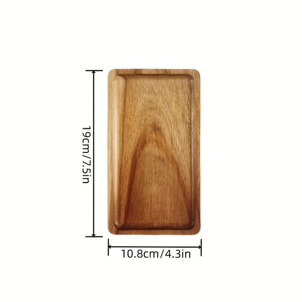 Planet Gates 1pc Acacia Wood Tray For Serving Food, Snacks, Drinks, Sushi, Steak, Pizza, Desserts, Cakes, And Bread, Breakfast Tray, Coffee Tray, Tea Tray, Rectangular Platters With Easy Carry Grooved Handle, Home Kitchen Supplies