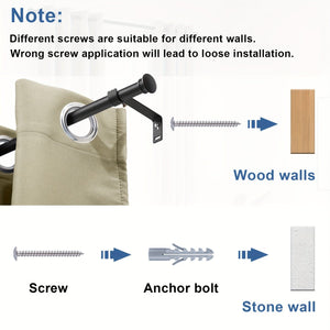 Planet Gates 1pc Adjustable Curtain Rod For 30" To 87" Window, 5/8 Inch Metal Rod With Stand, Small Curtain Rod Set, Modern Simple Decorative Style, Matte Black