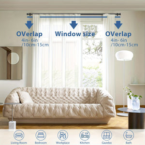 Planet Gates 1pc Adjustable Curtain Rod For 30" To 87" Window, 5/8 Inch Metal Rod With Stand, Small Curtain Rod Set, Modern Simple Decorative Style, Matte Black