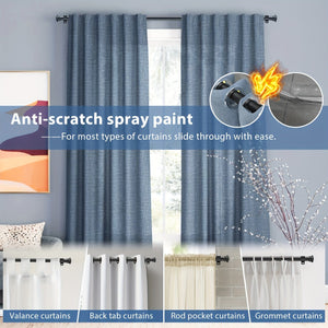 Planet Gates 1pc Adjustable Curtain Rod For 30" To 87" Window, 5/8 Inch Metal Rod With Stand, Small Curtain Rod Set, Modern Simple Decorative Style, Matte Black