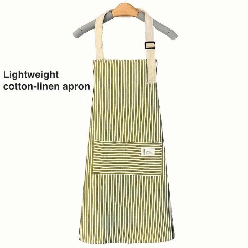 Planet Gates 1pc Adjustable Kitchen Cooking Apron Cotton And Linen Machine Washable With 2 Pockets