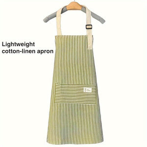 Planet Gates 1pc Adjustable Kitchen Cooking Apron Cotton And Linen Machine Washable With 2 Pockets