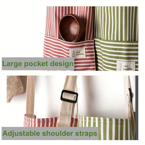 Planet Gates 1pc Adjustable Kitchen Cooking Apron Cotton And Linen Machine Washable With 2 Pockets