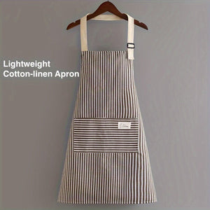 Planet Gates 1pc Adjustable Kitchen Cooking Apron Cotton And Linen Machine Washable With 2 Pockets
