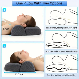 Planet Gates 1pc Adjustable Memory Foam Neck Pillow For Shoulder And Cervical Relax - Ergonomic Orthopedic Contour Support Pillow