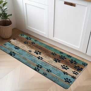 Planet Gates 1pc, Animal Paws Pattern Floor Mat, Flannel Modern Kitchen Rug, Indoor Carpet, Non-Slip Kitchen Mat, For Home Decor, Room Decor