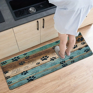 Planet Gates 1pc, Animal Paws Pattern Floor Mat, Flannel Modern Kitchen Rug, Indoor Carpet, Non-Slip Kitchen Mat, For Home Decor, Room Decor