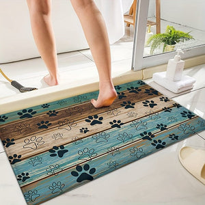Planet Gates 1pc, Animal Paws Pattern Floor Mat, Flannel Modern Kitchen Rug, Indoor Carpet, Non-Slip Kitchen Mat, For Home Decor, Room Decor