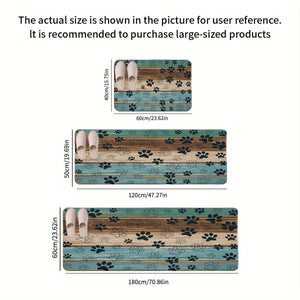 Planet Gates 1pc, Animal Paws Pattern Floor Mat, Flannel Modern Kitchen Rug, Indoor Carpet, Non-Slip Kitchen Mat, For Home Decor, Room Decor