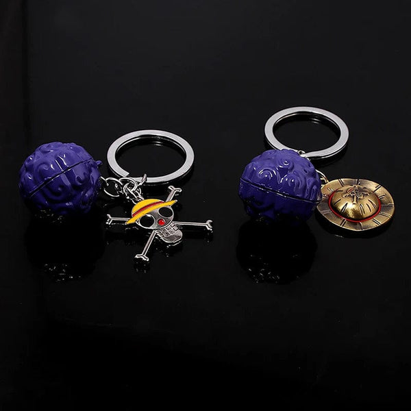 Planet Gates 1Pc Anime One Piece Action Figure Keychain Devil Fruit Straw Hat Luffy Ace Rubber Fruit Pendant Backpack Keyring Model Toy Gift