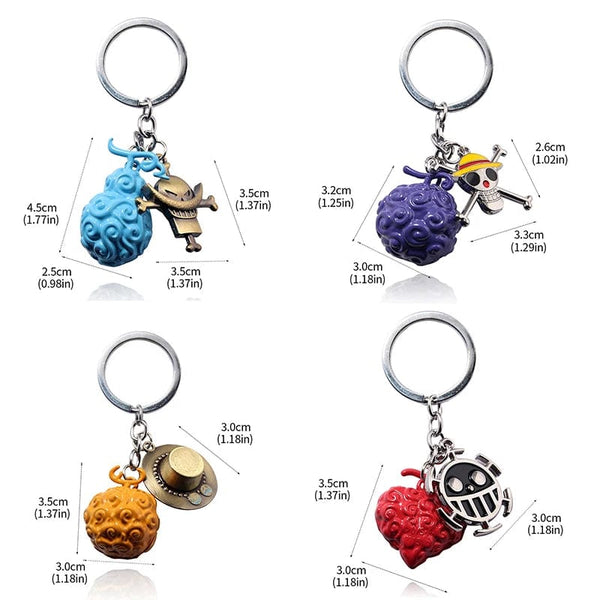 Planet Gates 1Pc Anime One Piece Action Figure Keychain Devil Fruit Straw Hat Luffy Ace Rubber Fruit Pendant Backpack Keyring Model Toy Gift