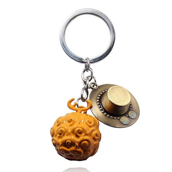 Planet Gates 1Pc Anime One Piece Action Figure Keychain Devil Fruit Straw Hat Luffy Ace Rubber Fruit Pendant Backpack Keyring Model Toy Gift