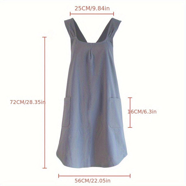 Planet Gates 1pc, Apron, Korean Style Simple Retro Pastoral Apron, Double Shoulder Free Lace-up Women's Apron, Household Comfort Cover Up, Kitchen Supplies