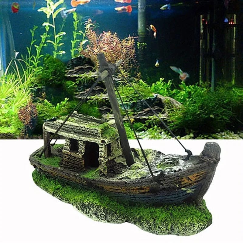 Planet Gates 1PC Aquarium Fish Tank Landscape Pirate Ship Wreck Ship Decor Resin Boat Ornament Aquarium Accessories Decoration