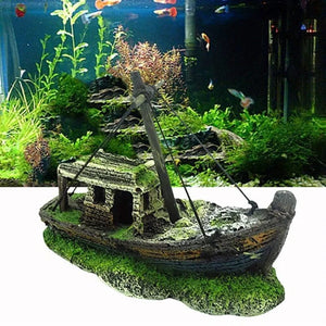 Planet Gates 1PC Aquarium Fish Tank Landscape Pirate Ship Wreck Ship Decor Resin Boat Ornament Aquarium Accessories Decoration