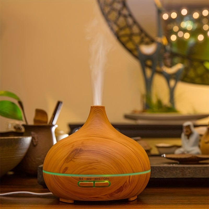 Planet Gates 1pc Aroma Diffuser Essential Oil Large Room Office 550ml Wood Color USB Charge Essential Oil Diffusers Cool Mist Humidifier Super Quiet Ambient 7 Color LED Light Waterless Auto Off Aromatherapy Diffuser For Home Bedroom Gift
