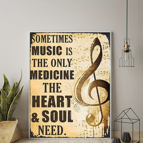 Planet Gates 1pc Art Canvas Painting, Musical Note Painting On Canvas Wall Art, Sometimes Music Is The Only Medicine The Heart And Soul Need, Artwork Wall Painting For Bathroom Bedroom Office Living Room Home Wall Decor, No Frame