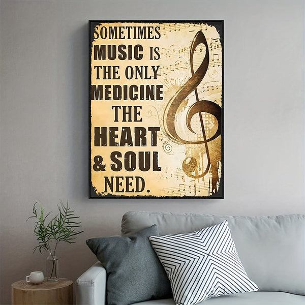 Planet Gates 1pc Art Canvas Painting, Musical Note Painting On Canvas Wall Art, Sometimes Music Is The Only Medicine The Heart And Soul Need, Artwork Wall Painting For Bathroom Bedroom Office Living Room Home Wall Decor, No Frame