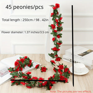 Planet Gates 1pc, Artificial Flower Vine 45 Peonies Holiday Decoration Wedding Decor Fake Flowers Bedroom Decoration Wall Hanging Wreath Botanical Holiday Spring Autumn Garden Arch Diy Fake Plant Vines, Mother'S Day Decoration