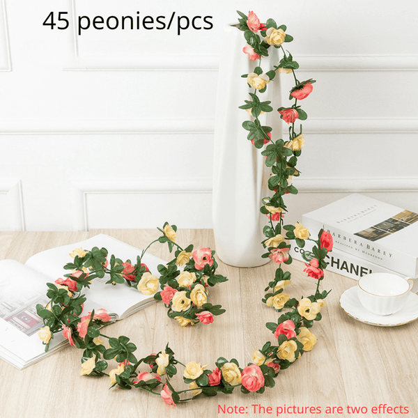 Planet Gates 1pc, Artificial Flower Vine 45 Peonies Holiday Decoration Wedding Decor Fake Flowers Bedroom Decoration Wall Hanging Wreath Botanical Holiday Spring Autumn Garden Arch Diy Fake Plant Vines, Mother'S Day Decoration