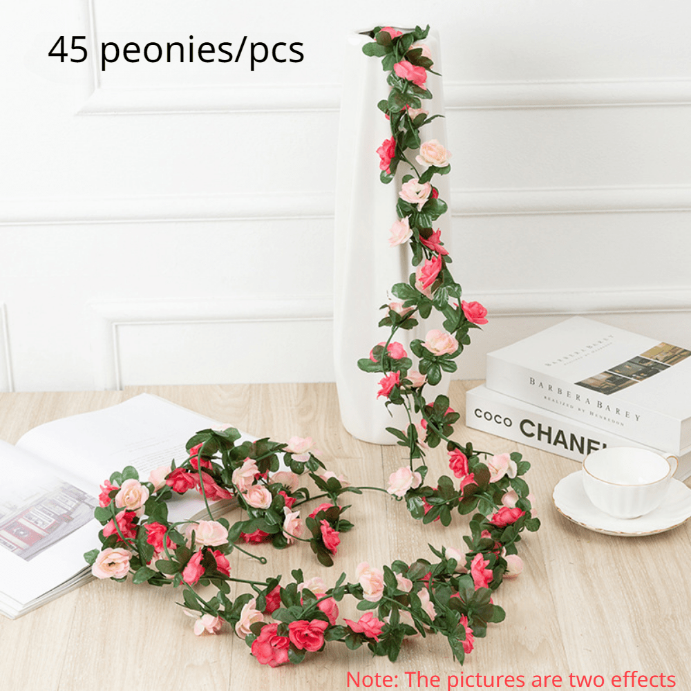 Planet Gates 1pc, Artificial Flower Vine 45 Peonies Holiday Decoration Wedding Decor Fake Flowers Bedroom Decoration Wall Hanging Wreath Botanical Holiday Spring Autumn Garden Arch Diy Fake Plant Vines, Mother'S Day Decoration