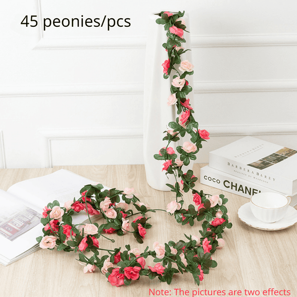 Planet Gates 1pc, Artificial Flower Vine 45 Peonies Holiday Decoration Wedding Decor Fake Flowers Bedroom Decoration Wall Hanging Wreath Botanical Holiday Spring Autumn Garden Arch Diy Fake Plant Vines, Mother'S Day Decoration
