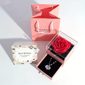 Planet Gates 1pc Artificial Preserved Real Rose Love Box Red Flowers Cute Things For Girlfriend Valentine Gift For Her With I Love You Necklace In 100 Languages Gift Card Birthday Wife Gifts For Mom