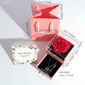 Planet Gates 1pc Artificial Preserved Real Rose Love Box Red Flowers Cute Things For Girlfriend Valentine Gift For Her With I Love You Necklace In 100 Languages Gift Card Birthday Wife Gifts For Mom