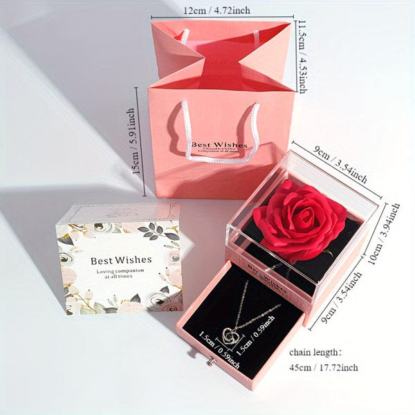 Planet Gates 1pc Artificial Preserved Real Rose Love Box Red Flowers Cute Things For Girlfriend Valentine Gift For Her With I Love You Necklace In 100 Languages Gift Card Birthday Wife Gifts For Mom