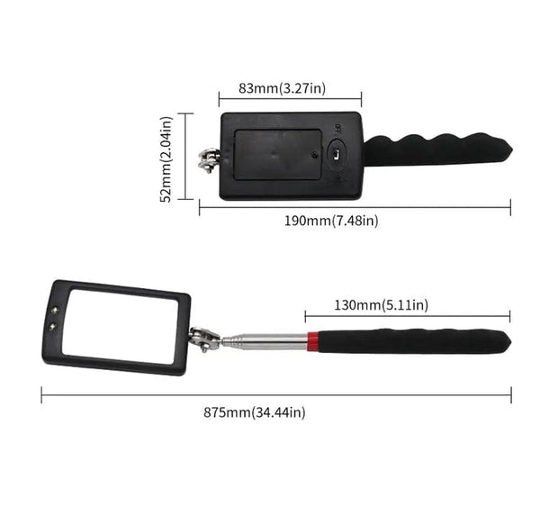 Planet Gates 1PC Automobile Chassis Endoscope 360°Telescoping Mirrors Angle LED Light Magnification Inspection Mirror Car Repair Detection Tools