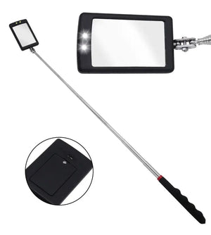 Planet Gates 1PC Automobile Chassis Endoscope 360°Telescoping Mirrors Angle LED Light Magnification Inspection Mirror Car Repair Detection Tools