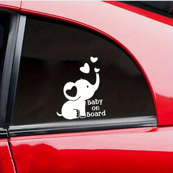 Planet Gates 1pc Baby On Board, Elephant Reflective Stickers, Safety Tips For Babies And Children, Applicable To Car Doors And Windows