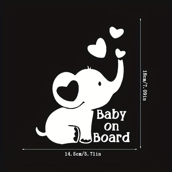 Planet Gates 1pc Baby On Board, Elephant Reflective Stickers, Safety Tips For Babies And Children, Applicable To Car Doors And Windows